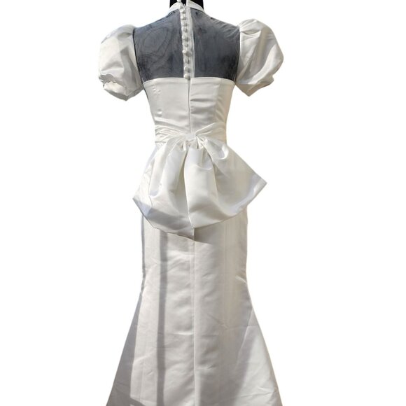 Luxurious Grace Kelly Style Elegant Classy Wedding Haute Couture Bow Dress Gown - Picture 8 of 16